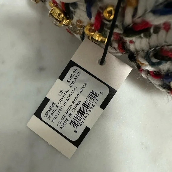 Lele sadoughi Pearl and crystal sweater knotted headband